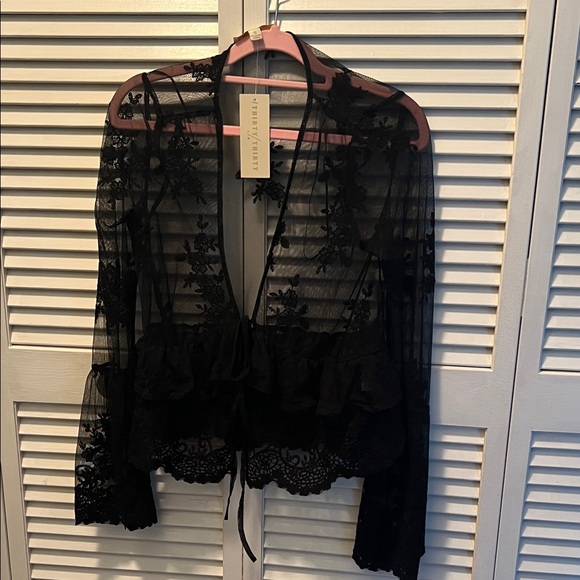 Thirty Thirty Tops - #1444** Black Sheer Lace Top